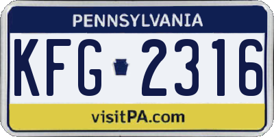 PA license plate KFG2316