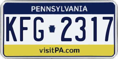 PA license plate KFG2317