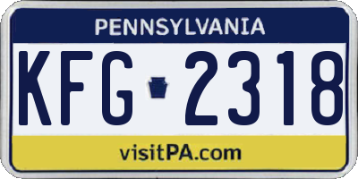 PA license plate KFG2318