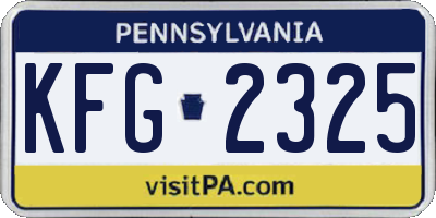 PA license plate KFG2325