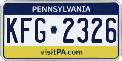PA license plate KFG2326