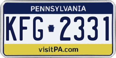 PA license plate KFG2331