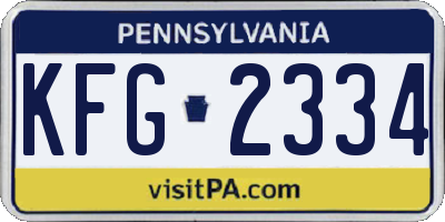 PA license plate KFG2334