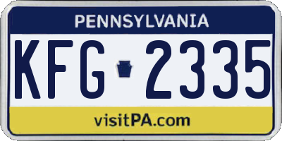 PA license plate KFG2335