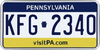 PA license plate KFG2340