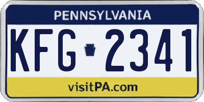 PA license plate KFG2341