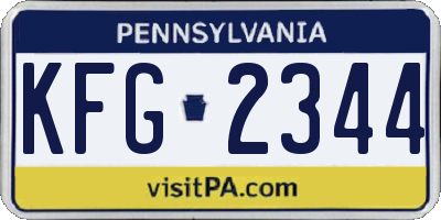 PA license plate KFG2344