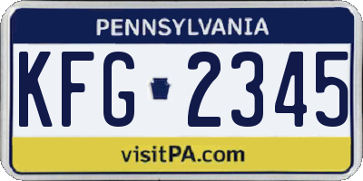 PA license plate KFG2345