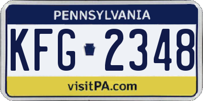 PA license plate KFG2348