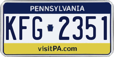 PA license plate KFG2351