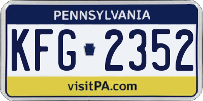 PA license plate KFG2352