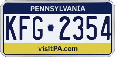 PA license plate KFG2354