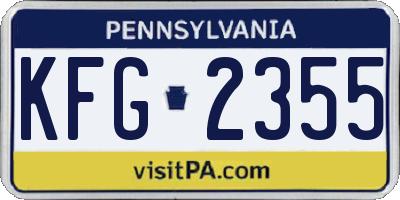 PA license plate KFG2355