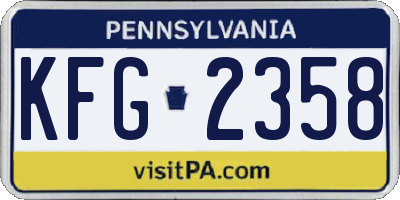 PA license plate KFG2358