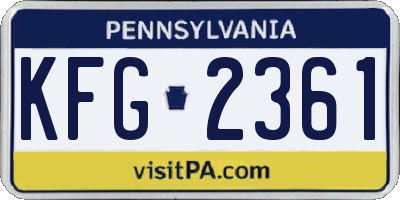 PA license plate KFG2361