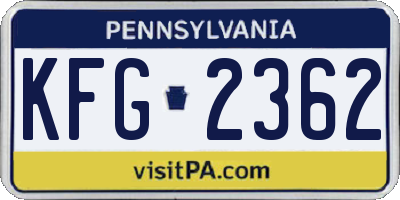 PA license plate KFG2362