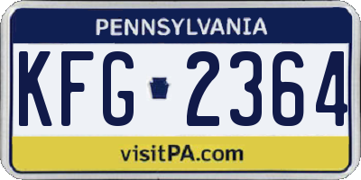PA license plate KFG2364