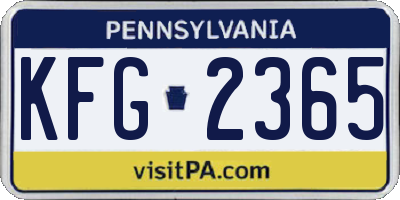 PA license plate KFG2365
