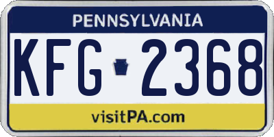PA license plate KFG2368