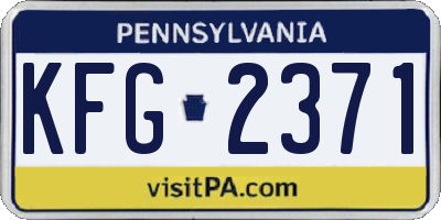 PA license plate KFG2371