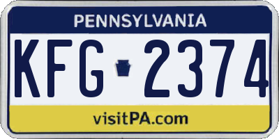 PA license plate KFG2374