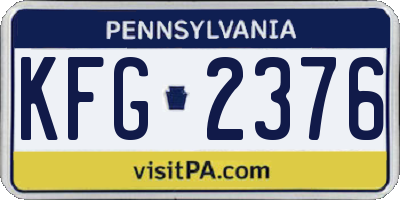 PA license plate KFG2376