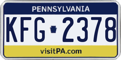 PA license plate KFG2378