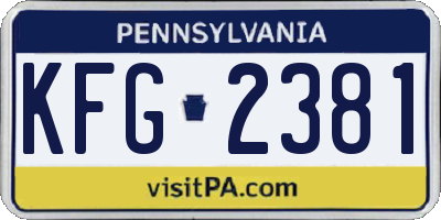 PA license plate KFG2381