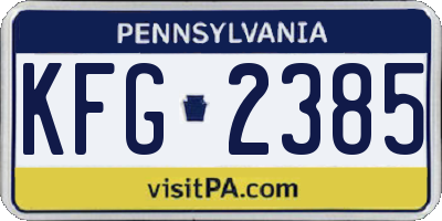 PA license plate KFG2385