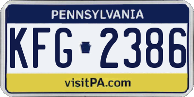 PA license plate KFG2386