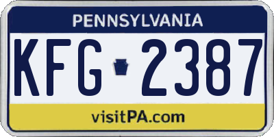 PA license plate KFG2387