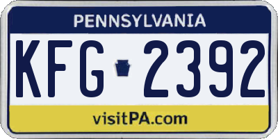 PA license plate KFG2392