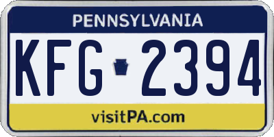 PA license plate KFG2394