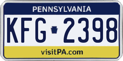 PA license plate KFG2398