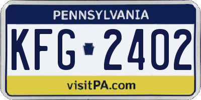 PA license plate KFG2402