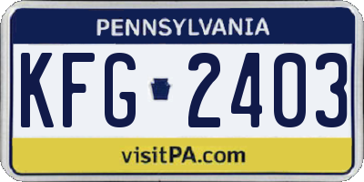 PA license plate KFG2403
