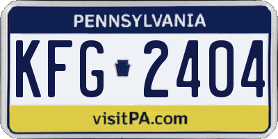 PA license plate KFG2404