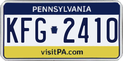 PA license plate KFG2410