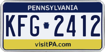 PA license plate KFG2412