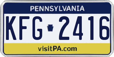 PA license plate KFG2416