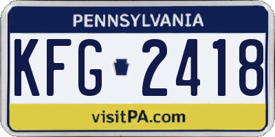 PA license plate KFG2418