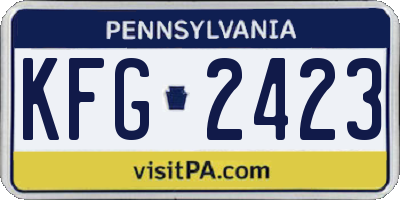 PA license plate KFG2423
