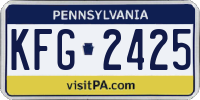 PA license plate KFG2425