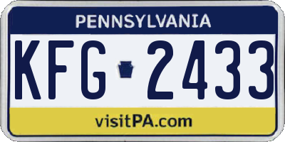 PA license plate KFG2433