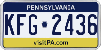 PA license plate KFG2436