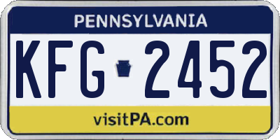 PA license plate KFG2452