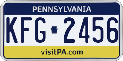 PA license plate KFG2456