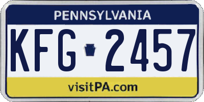 PA license plate KFG2457
