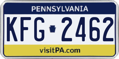 PA license plate KFG2462