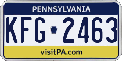 PA license plate KFG2463